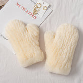 Real Rabbit Fur Mittens Winter Warm Gloves