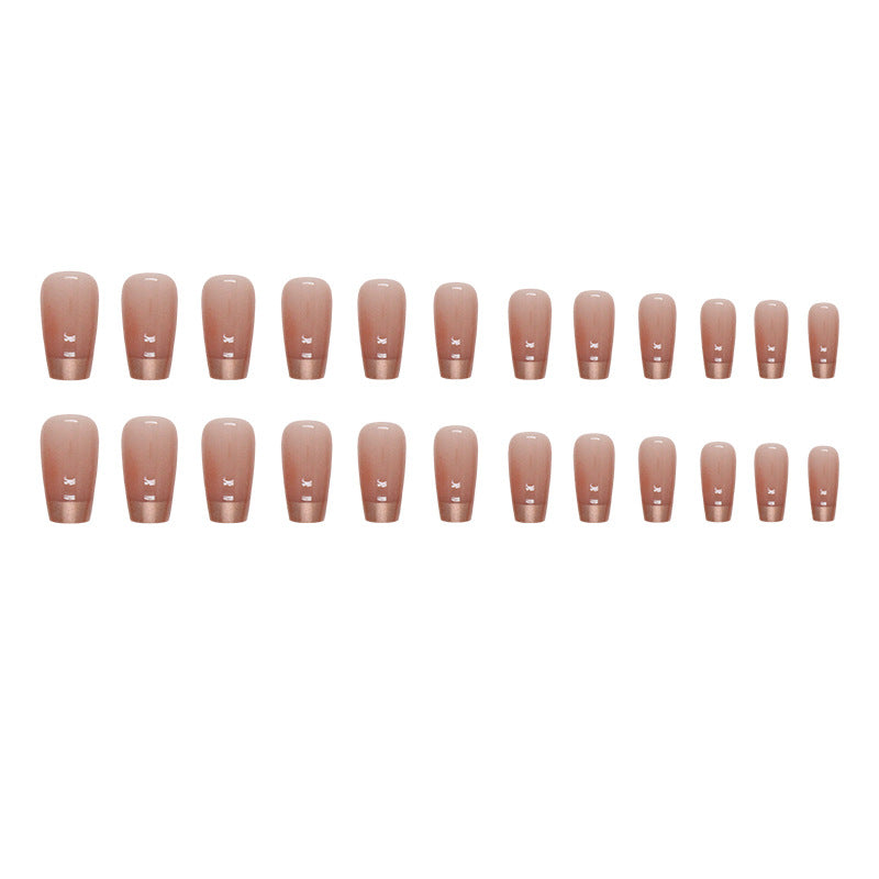 Short Ballet Gold French Nails, Luxurious and Simple