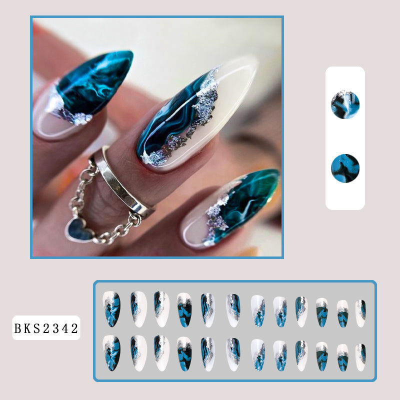 Blue Ombre Glitter Nail Tips