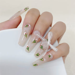 Chic Handmade Painted Floral Fall Nails, Versatile and Trendy Student-Friendly Nail Patches