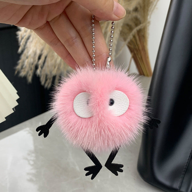 Cute Mink Fur Coal Ball Keychain - Car Charm