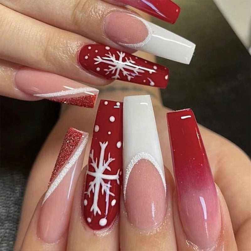 Christmas Press-On Fall Nails Set with Nail Tips