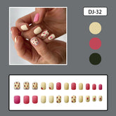 Chic Pink Yellow Ombre Matte Square Nails with Strawberry Design