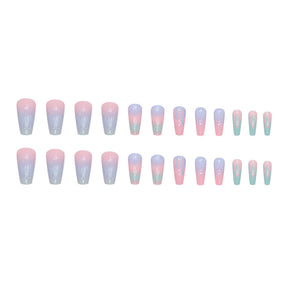 Shiny Macaron Gradient Press-On Nails - Cute