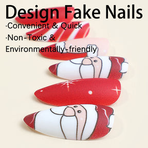 Popular Almond Shape Christmas Colored False Nails