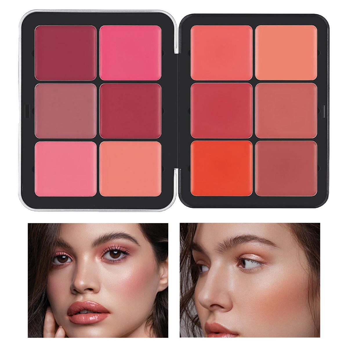 12-Color Matte Cheek Cream Compact - Natural Finish