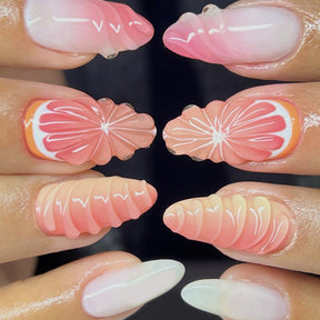 Fruit Themed Almond Shape 3D Drip Resin Nails