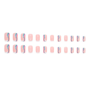 Aurora Wave Mid-Length French Nail Stickers