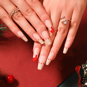 Christmas Press-On Fall Nails Set with Nail Tips