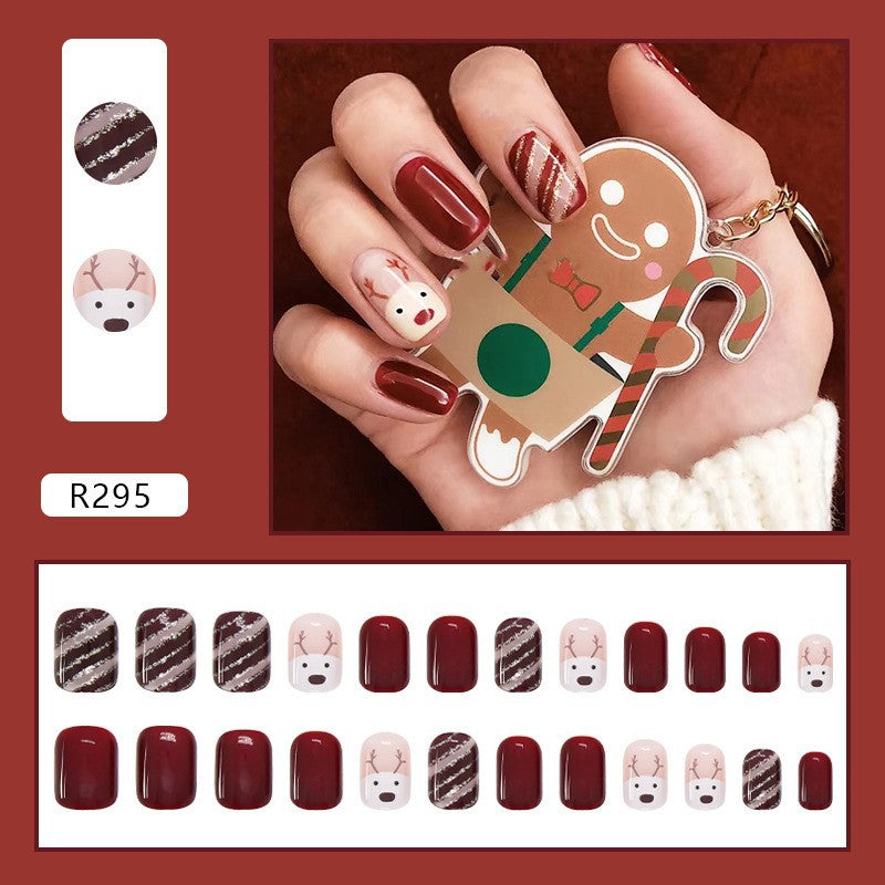 Red Christmas Fall Nails - Pre-Made Wearable Nail Tips (24PCS)