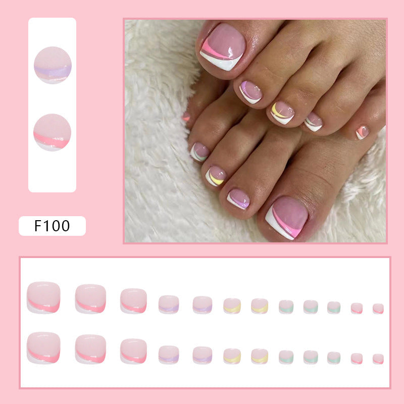 Colorful Rainbow French Toe Nail Stickers