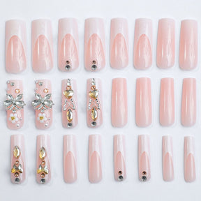 French Water Pipe Nail Tips with Alloy Butterfly Decor