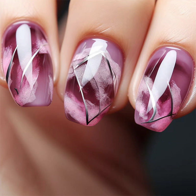 Short Ballet Purple Red Ombre Nails, Grape Haze, Ins Style