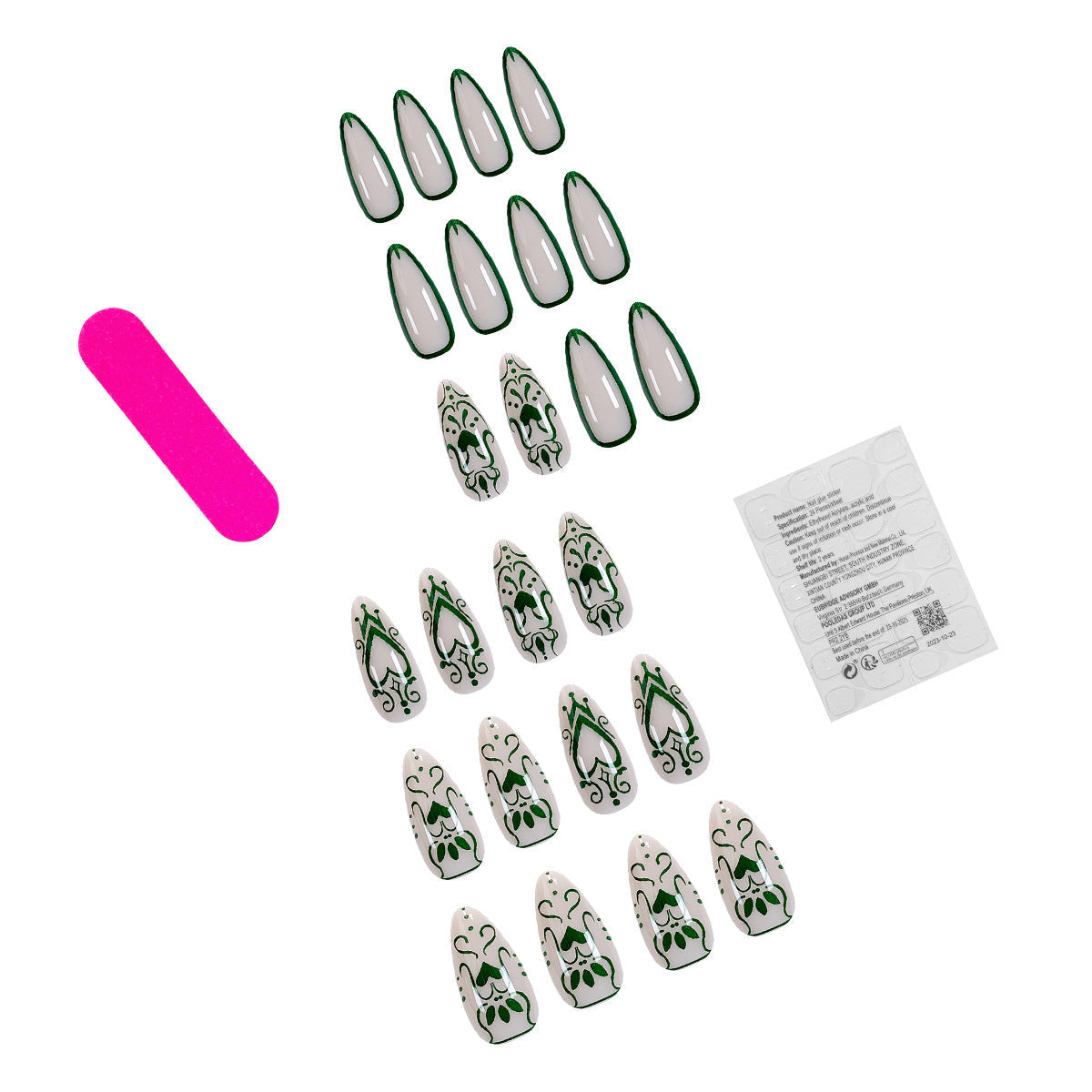 White-Promoting Heart Line Green Nail Stickers