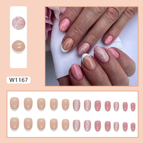 Short Oval Solid Color Nails, Shiny White French for Summer