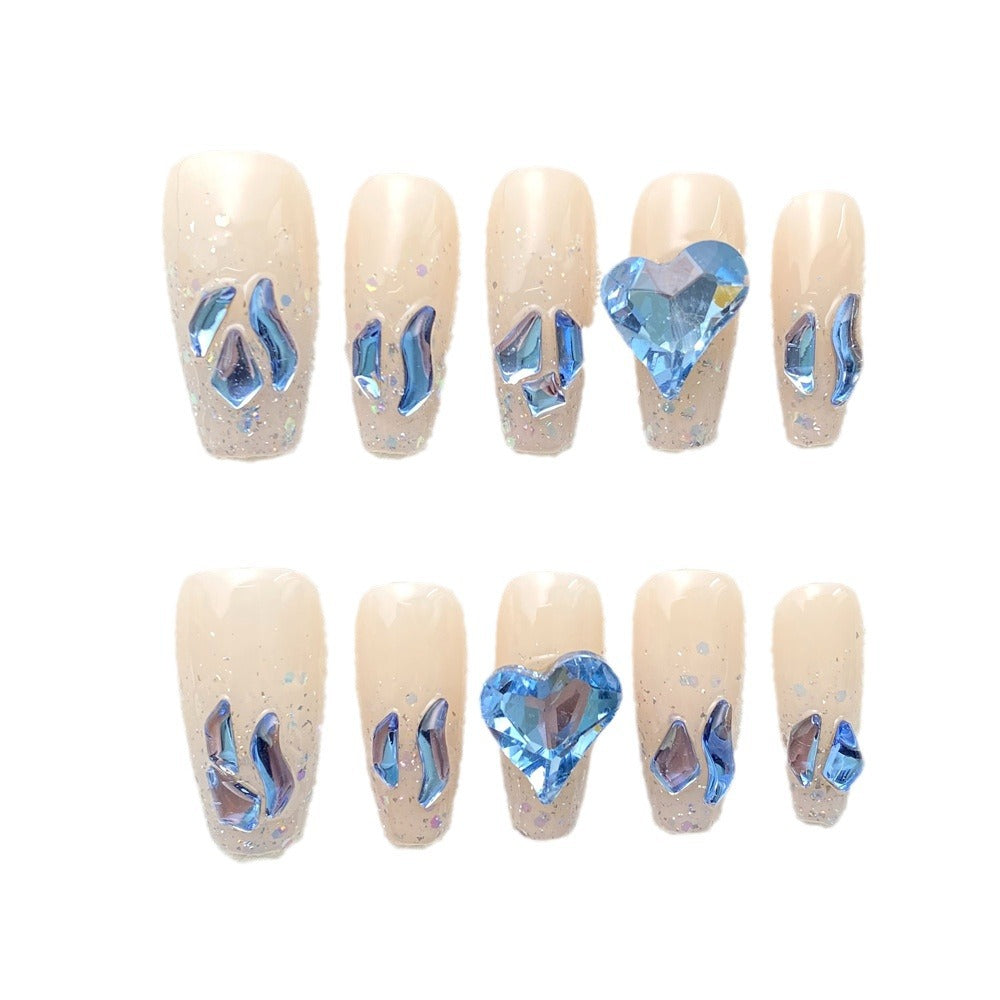 Chic Handmade Fully Glitter Fall Nails, Versatile Student-Friendly Nail Patches