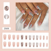 Pink Translucent Medium Long Ballet Nails Flashy Diamonds Lucky Euro Ins Style Cool Nails