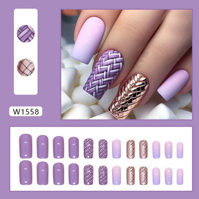 Shiny Aurora Silver Purple Nails Sweet Cool 24-Piece Set