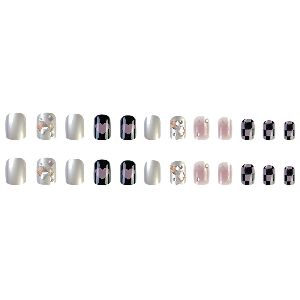 Trendy Removable Nail Art, Silver, Black, Purple, Sparkles