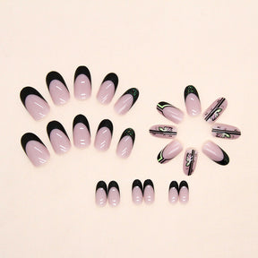 Oval Black French Sweet Cool Butterfly Nails Ins-Style