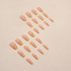 Spring-Summer New Fresh Lemon Yellow Super Glitter Line Nails Whitening Fake Nails