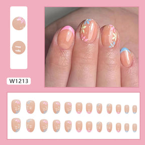 Chic Floral Fall Nails Light Luxury Ins Style 24 Pieces