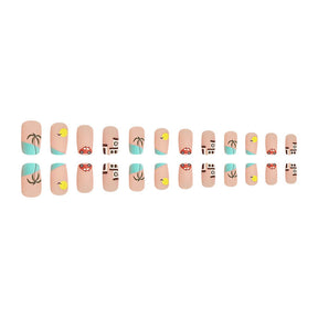 Summer Beach Short Square Nails - Seagull Design