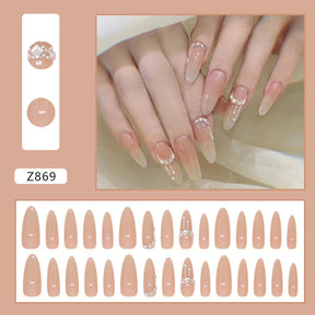 30-Piece Almond Nails - Glitter and Diamond