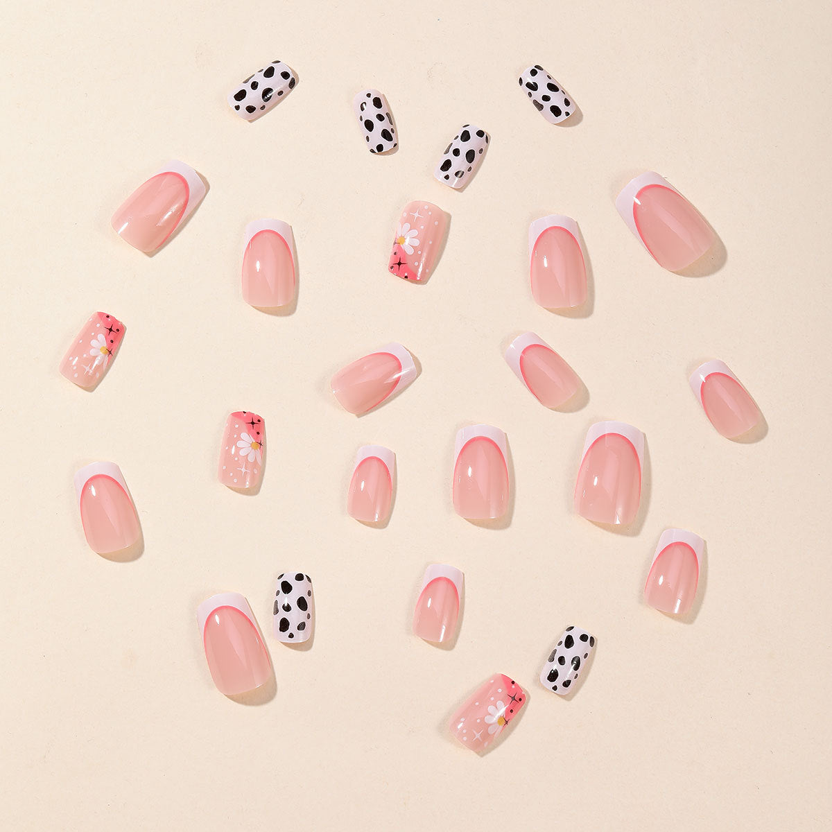 Removable French Flower Nails, Ins Style Square Shape