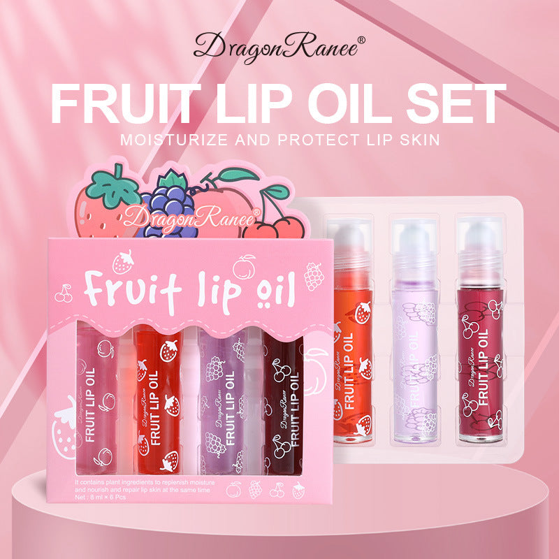 4-Pack Roll-On Lip Oil Set for Hydration