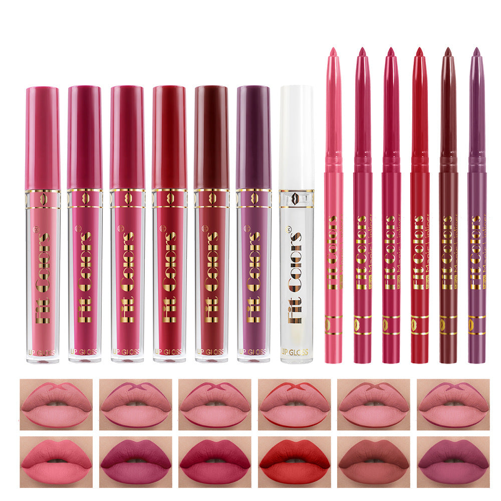 6+7 Lip Liner and Lip Gloss Set - Matte