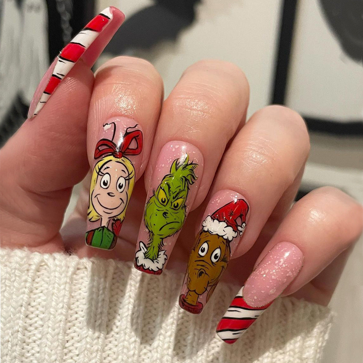 Ballet Shape Christmas Hat Cartoon False Nails