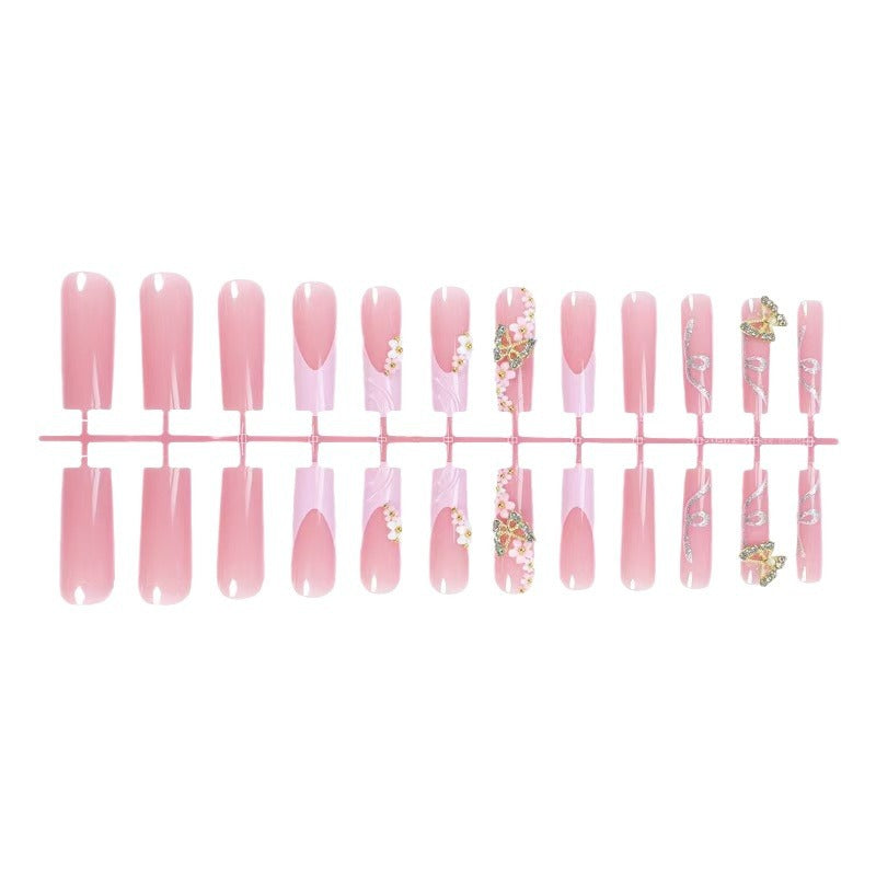 24-Piece Water Pipe Nail Tips with Butterfly Design