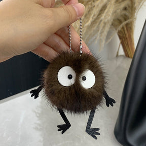 Cute Mink Fur Coal Ball Keychain - Car Charm