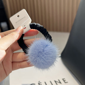 Cute Real Mink Fur Hair Tie Winter Fashion Accessory