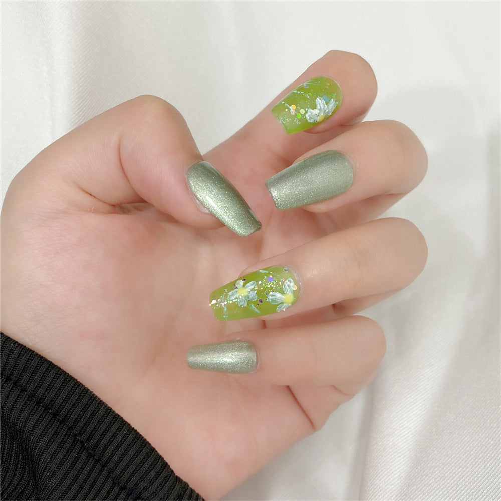 Chic Handmade Minimalist Forest-Themed Sticker Pearl Short Fall Nails, Versatile and Original Nail Patches