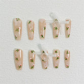 Chic Handmade Painted Floral Fall Nails, Versatile and Trendy Student-Friendly Nail Patches