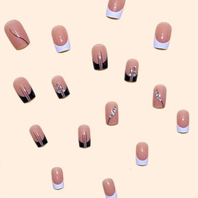 Square Black and White Removable Nails - Wholesale (24-Piece)