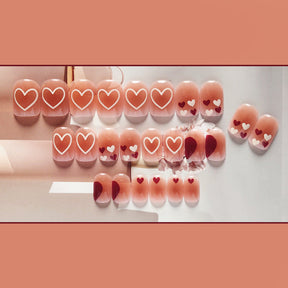 24-Piece Short Square Sweet Heart Nude Nails