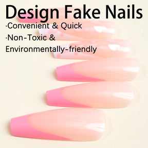 Pink French Tip Detachable Water Pipe Nails