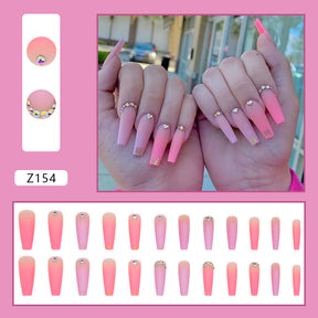 Pink Purple Ombre Long Press-On Nails - Removable