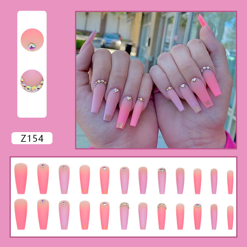 Pink Purple Ombre Long Press-On Nails - Removable