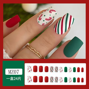 Christmas Mat Multicolor Striped Nail Tips, Candy Theme