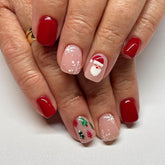 Cute Santa and Christmas Tree Nails, White Snowflakes