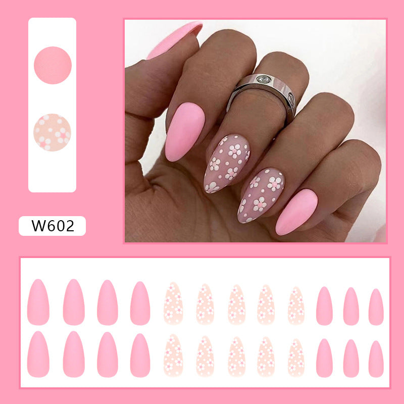 Cute Matte Flower Fresh Nails Sweet Girl Ins Style Wearable Nails Wholesale