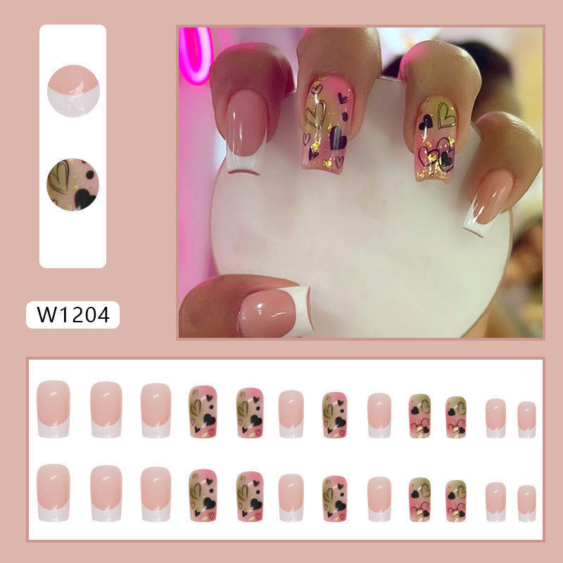 Chic Floral Fall Nails Light Luxury Ins Style 24 Pieces