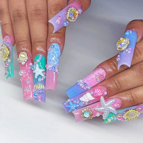 Colorful Long Water Pipe Ocean Nails