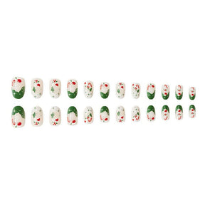 24-Piece Shiny Oval Christmas Snowflake Cane Hat Tree Fall Nails