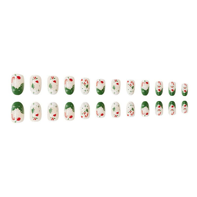 24-Piece Shiny Oval Christmas Snowflake Cane Hat Tree Fall Nails