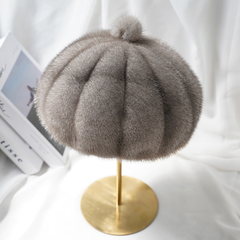 Warm Mink Fur Pumpkin Hat - Stylish Winter Accessory